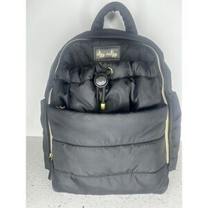 Itzy Ritzy Dream Black Puffer Backpack Convertible Diaper Bag Gold Hardware